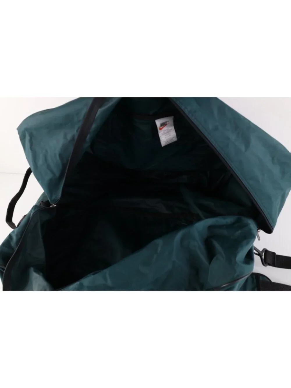 Vtg 90s Nike Travis Scott Big Swoosh Spell Out Handled Duffel Bag Green Large
